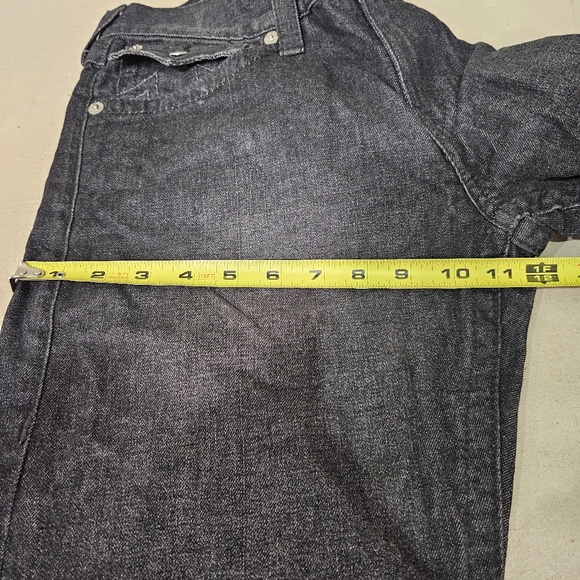 True Religion Straight Leg Jeans Size 32" Inseam 32" Black w/Black Stitch - Picture 13 of 16